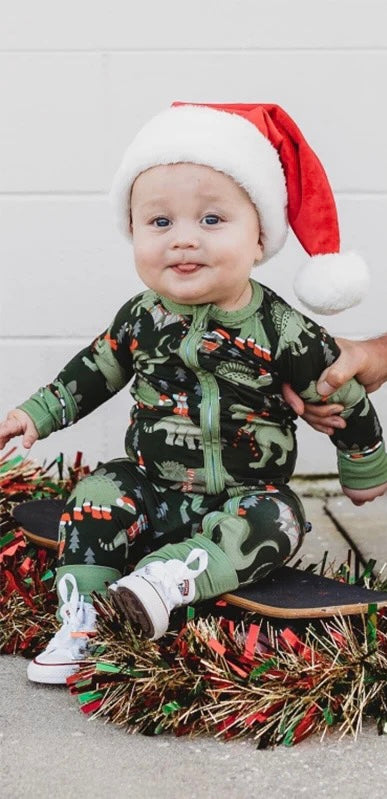 Christmas Dino Romper - Green