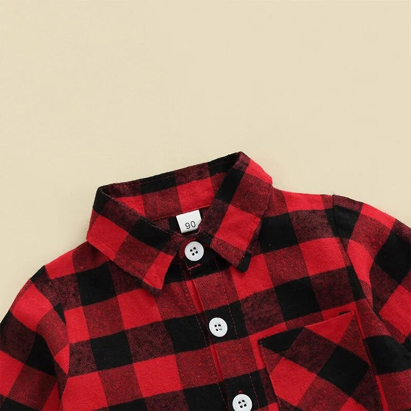 Red Plaid Buttondown with Jeans