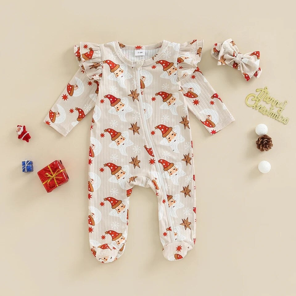 Santa Print Romper