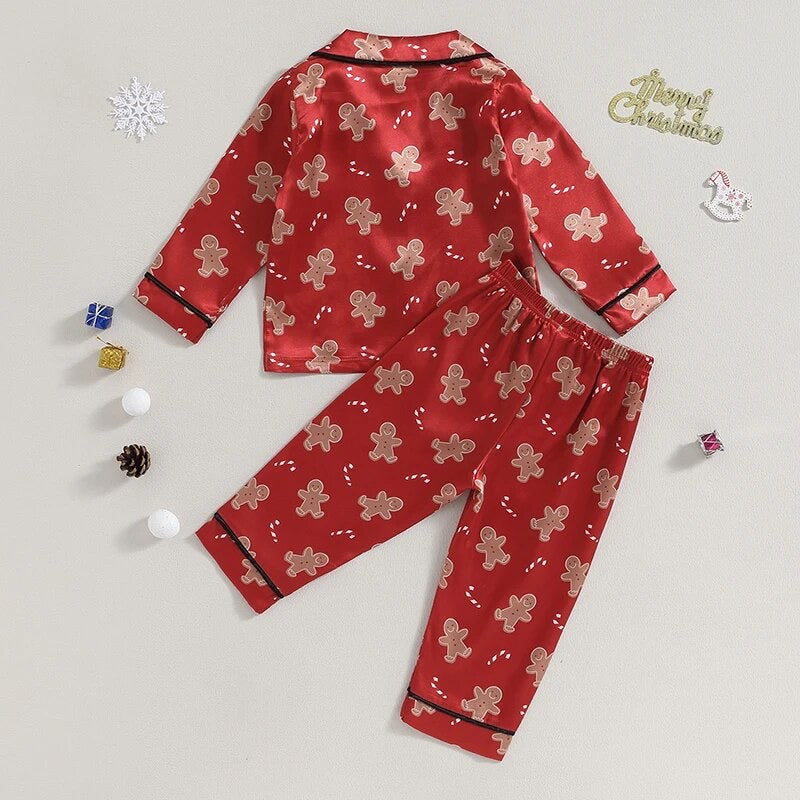 Red Gingerbread Silk Pajamas