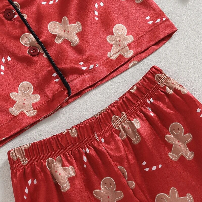 Red Gingerbread Silk Pajamas