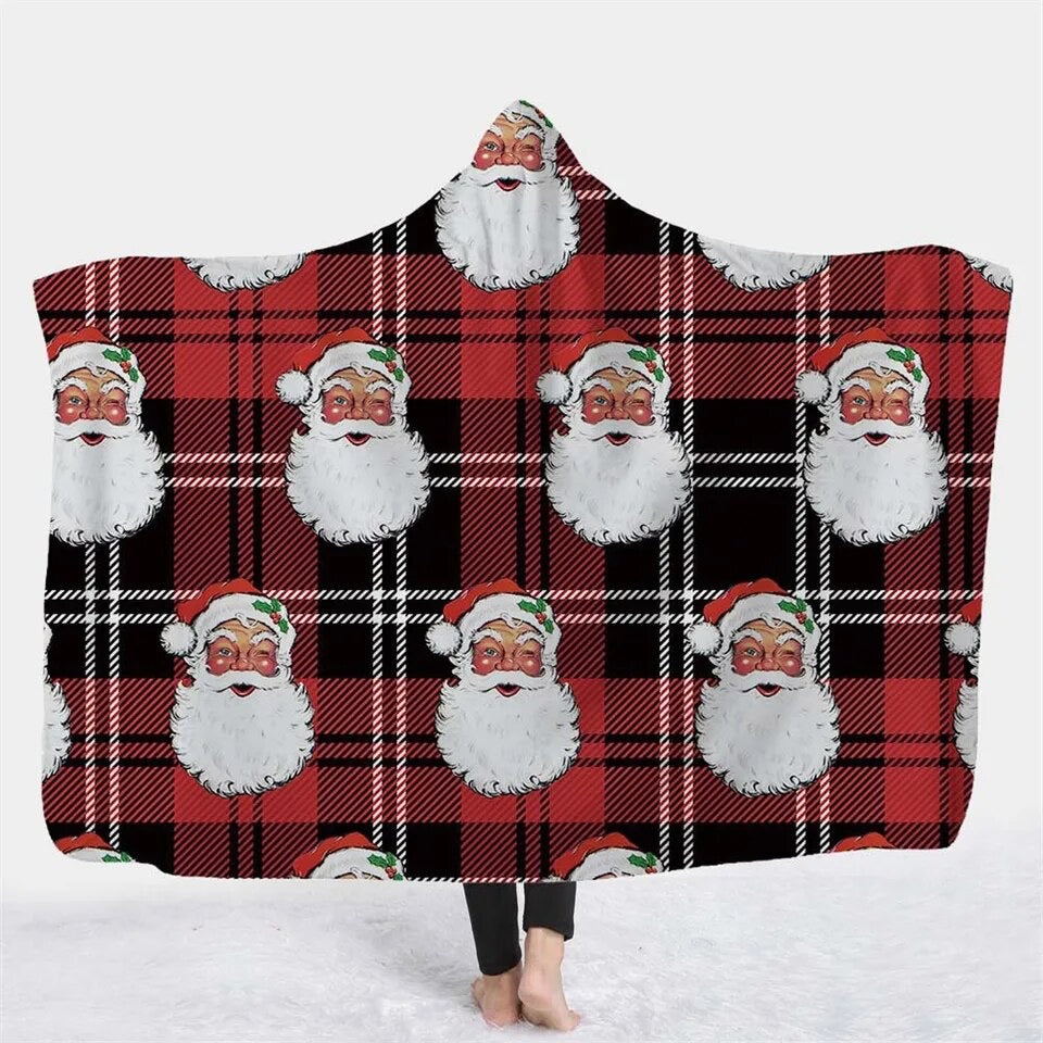 Plaid Hooded Santa Blanket