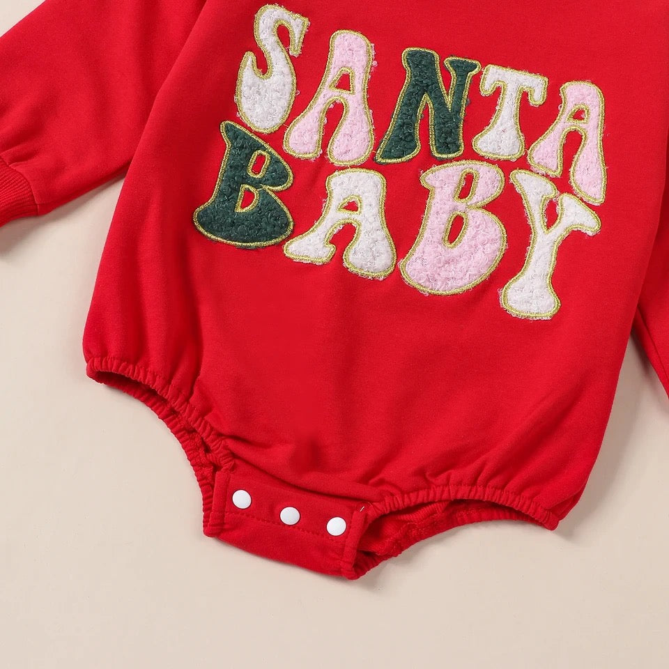 Santa Baby Embroidered Romper