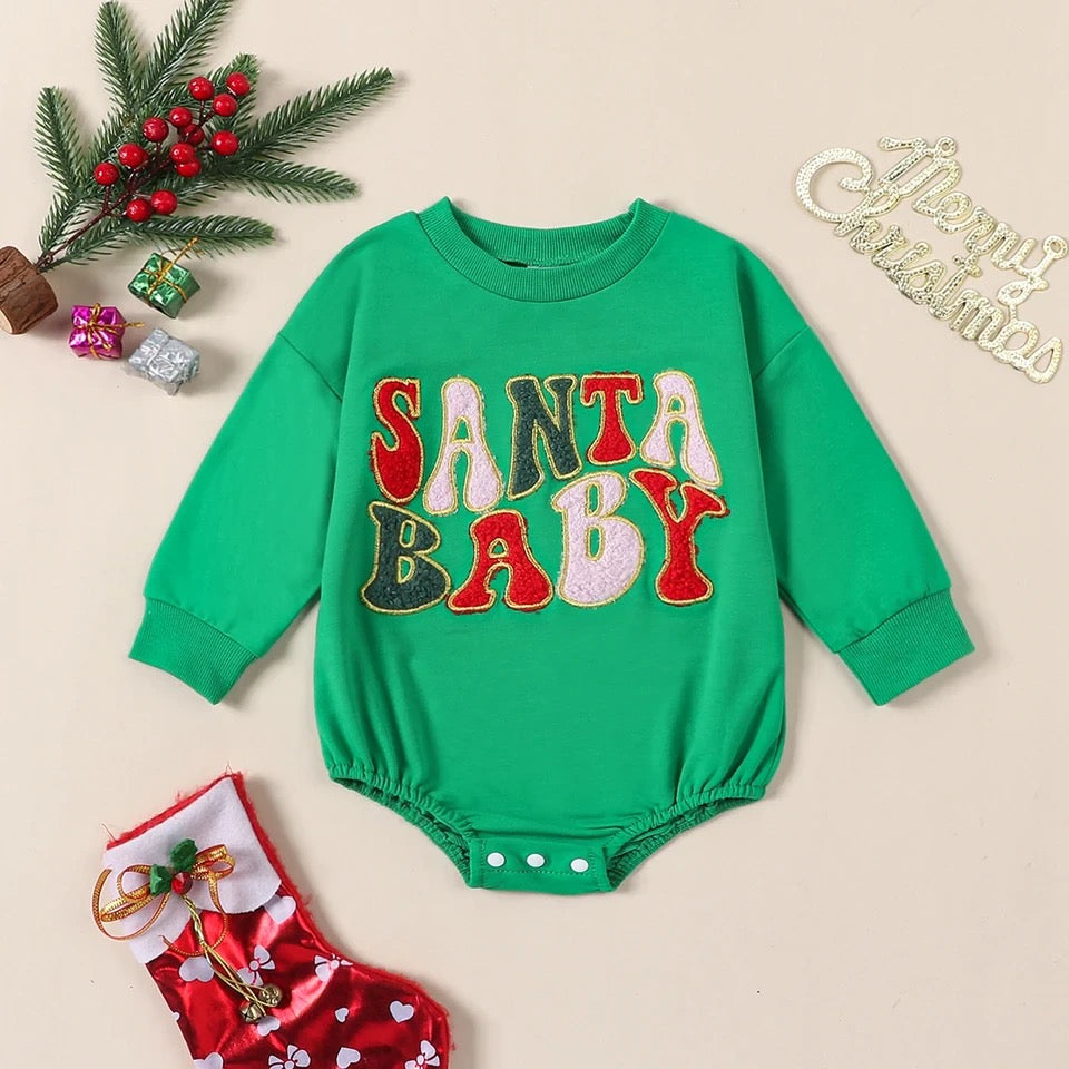 Santa Baby Embroidered Romper