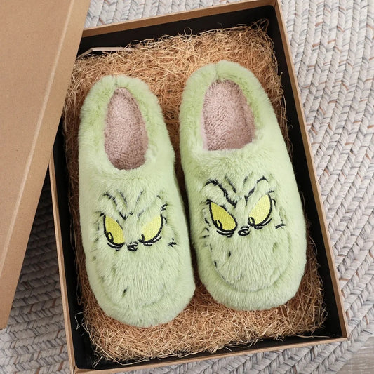 Women's House Slippers - Green Grinch