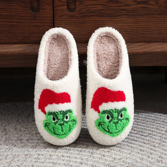 Women's house slippers - Grinch Face