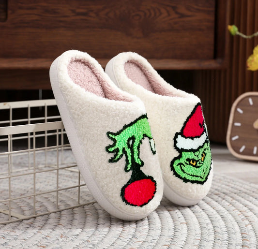 Women's House Slippers - Grinch Ornament