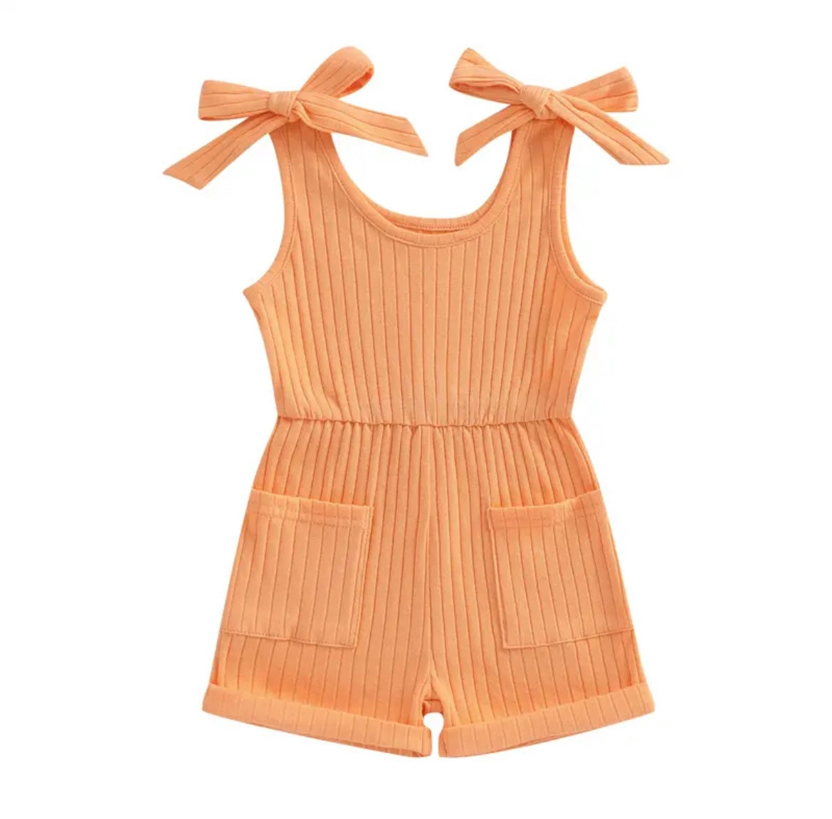 Orange Ribbed Romper