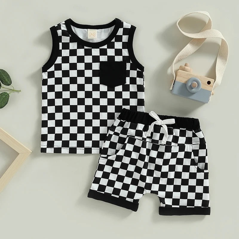 Checkerboard Sleeveless Set