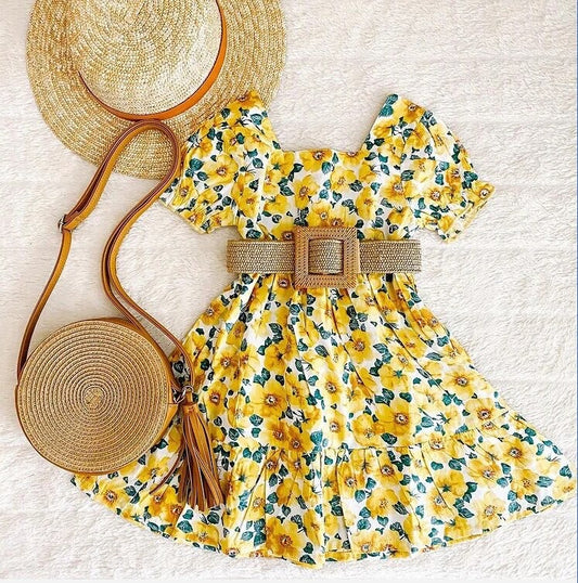 Yellow Summer Dress with Belt