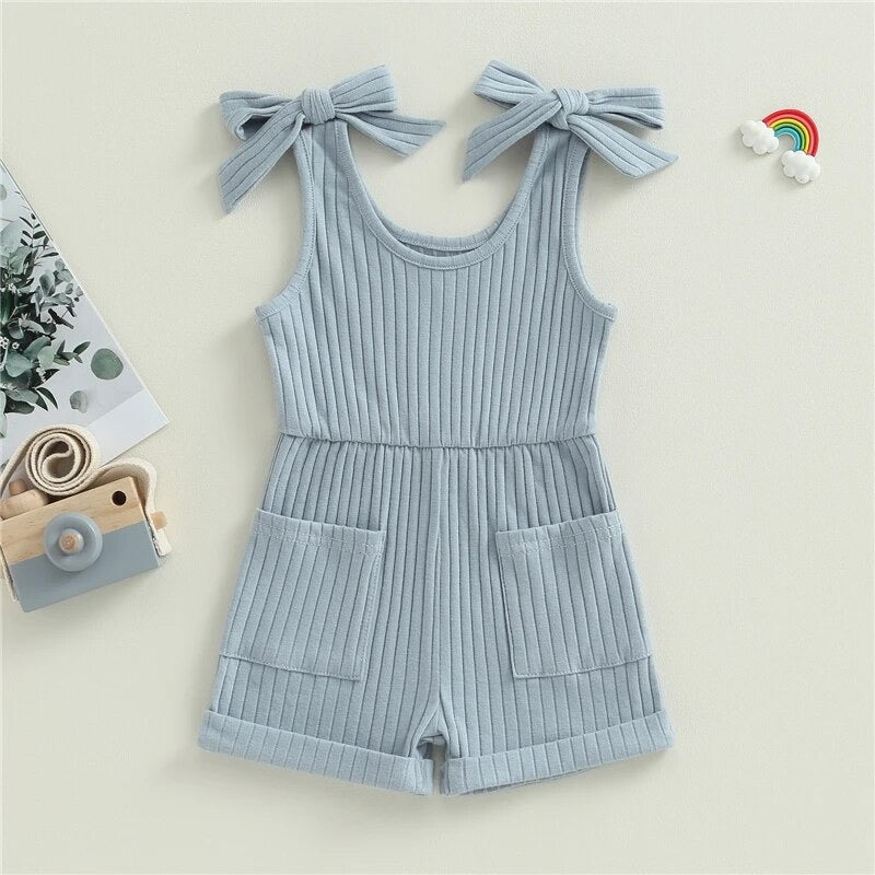 Baby Blue Ribbed Romper