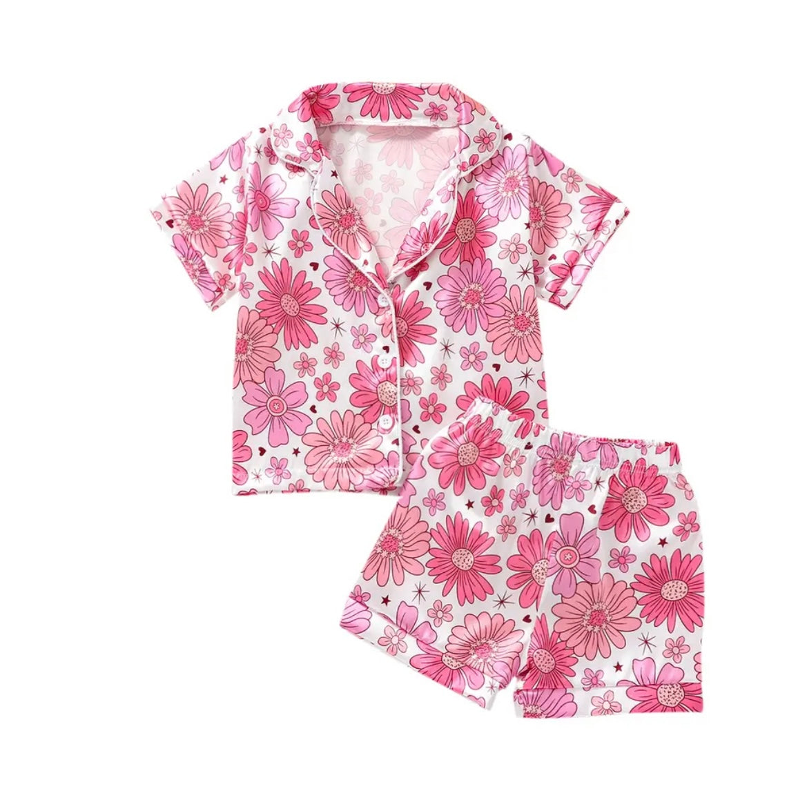 Pink Floral Summer Pajamas