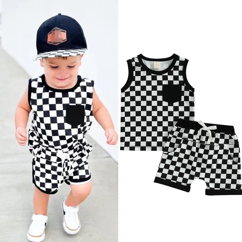 Checkerboard Sleeveless Set