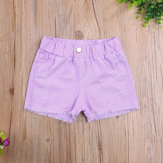 Purple Denim Shorts