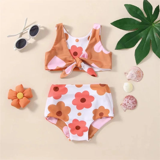 Reversible floral/heart print swimsuit