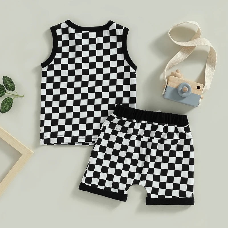 Checkerboard Sleeveless Set