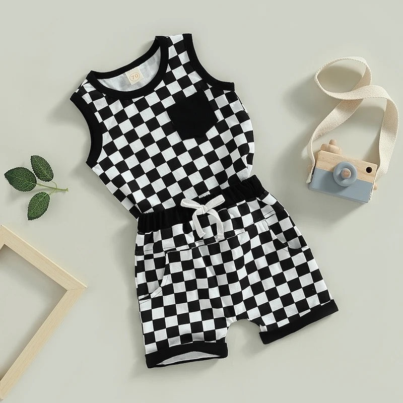 Checkerboard Sleeveless Set